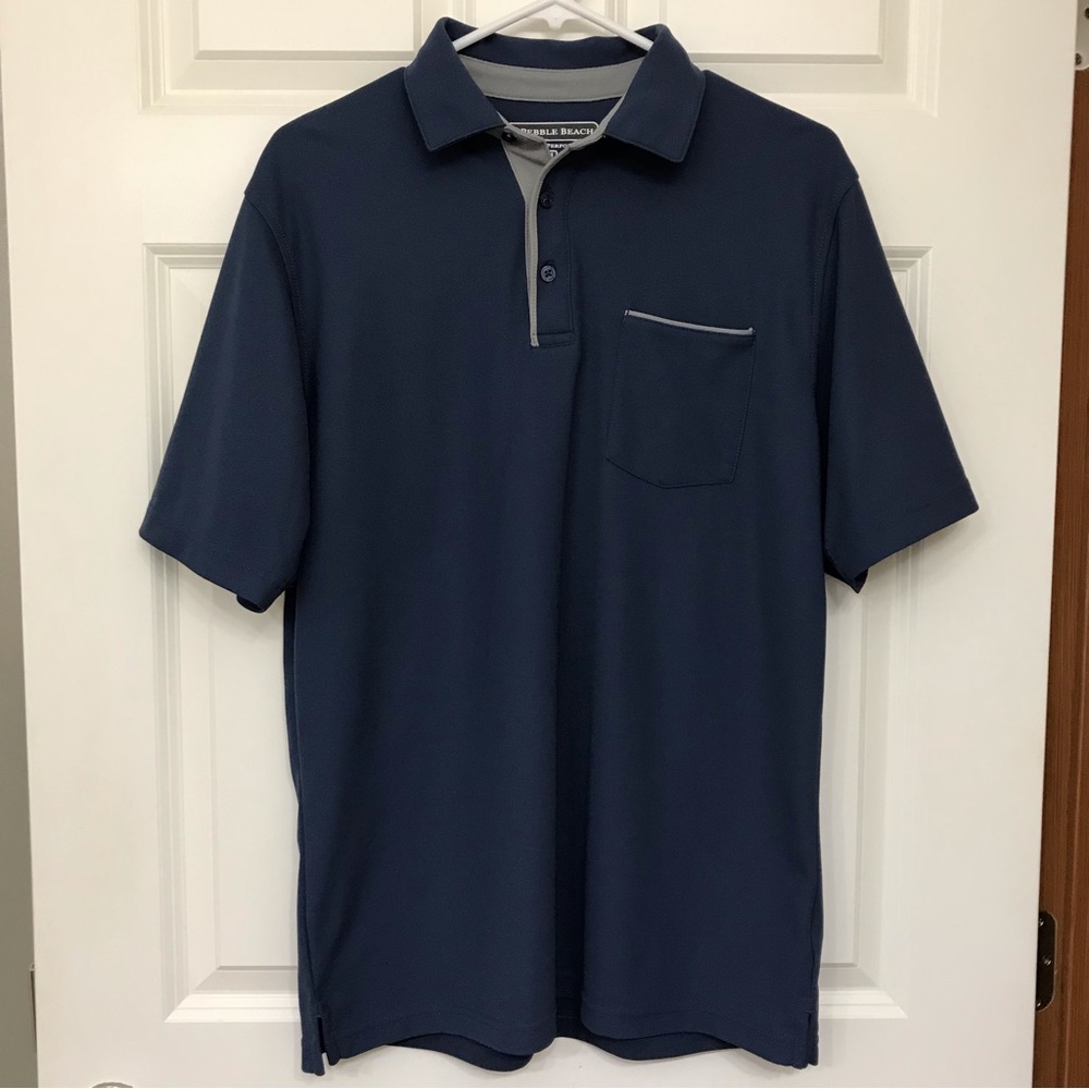 Pebble Beach Dry-Luxe Performance Polo Golf Shirt Medium Blue